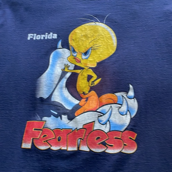 Vintage 90s Looney Tunes Tweety Bird Florida Fearless Graphic Tee - Picture 4 of 10